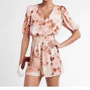 Express Peach Floral Romper